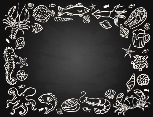 Sea food vintage styles vector 02  