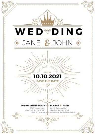 Set of wedding invitation cards template vector 16  