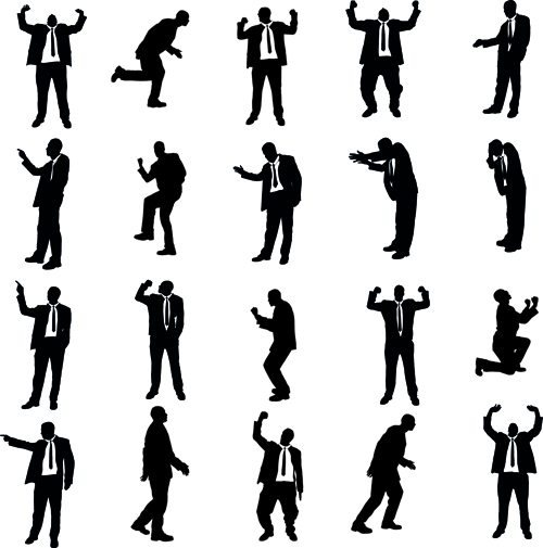 Vector set of businessman silhouettes graphics 04  