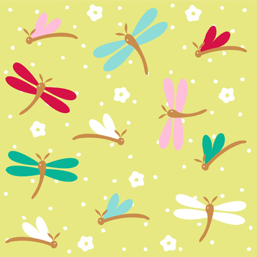 Simple dragonfly seamless pattern vector 04  