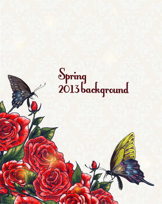 Spring floral design vector background 02  