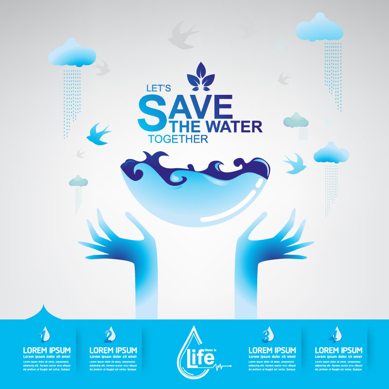 Start now save the water infographic vector 07  