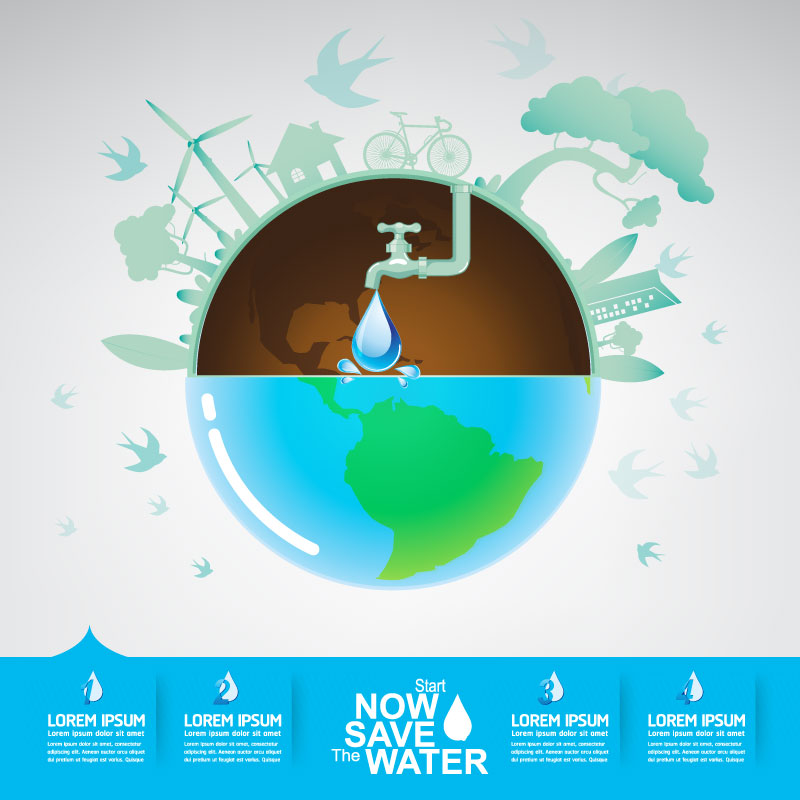 Start now save the water infographic vector 17  