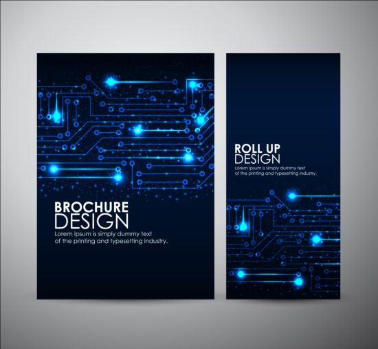 Tech style brochure cover template vector 01  