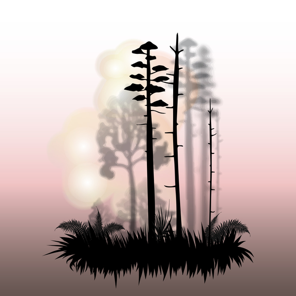 Baum-Silhouette mit Stadt Landschaft Mode Vektor 08  