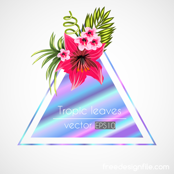 Tropische Blumen mit Dreieck-Vektor-Material 01  