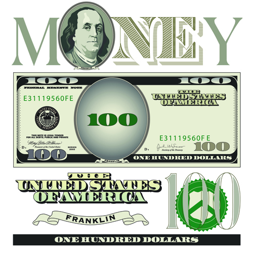 Vector money with dollars design template 02  