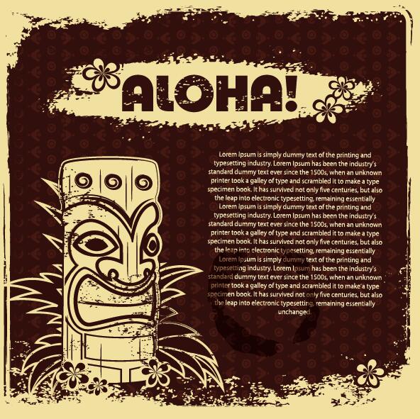 Weinlese Aloha-Plakat-Designvektor 01  