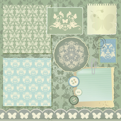 Vintage Paper with lace vector 04  