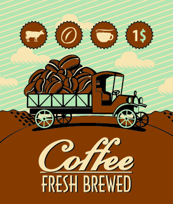 Vintage coffee advertising poster design vector 04  