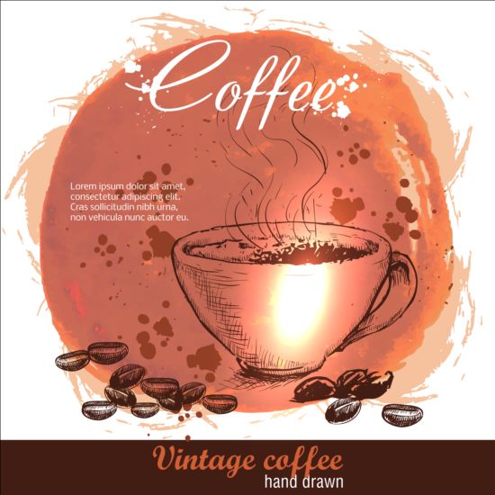 Vintage coffee poster heand drawn vector 02  