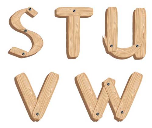 Creative Wooden Alphabet design vector set 03  