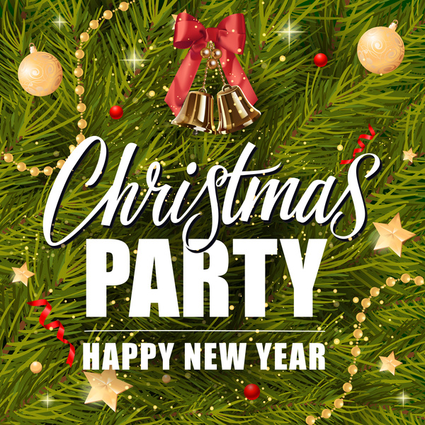 christmas with new year fir tree background vector  