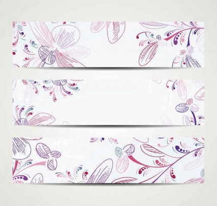 Elegant vintage floral banners vector set  