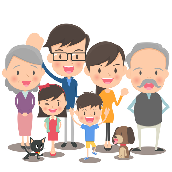 幸せな家族の漫画のイラストベクトル05  