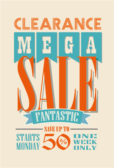 mega sale advertising poster retro vector 02  