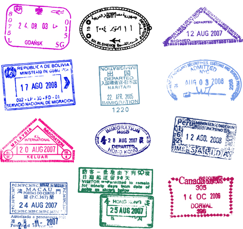 Vector Passport stamps design set 03  