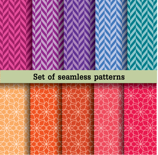 set colorful seamless patterns vector material 02  