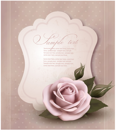 Sweet Rose invitations cards vector material 01  