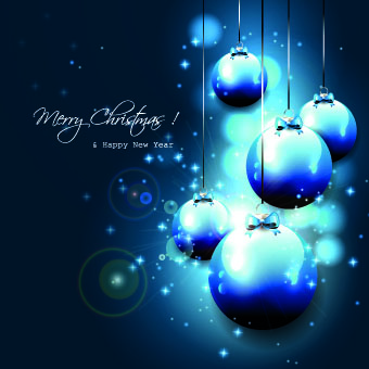 2014 Shiny blue christmas ball vector background 01  