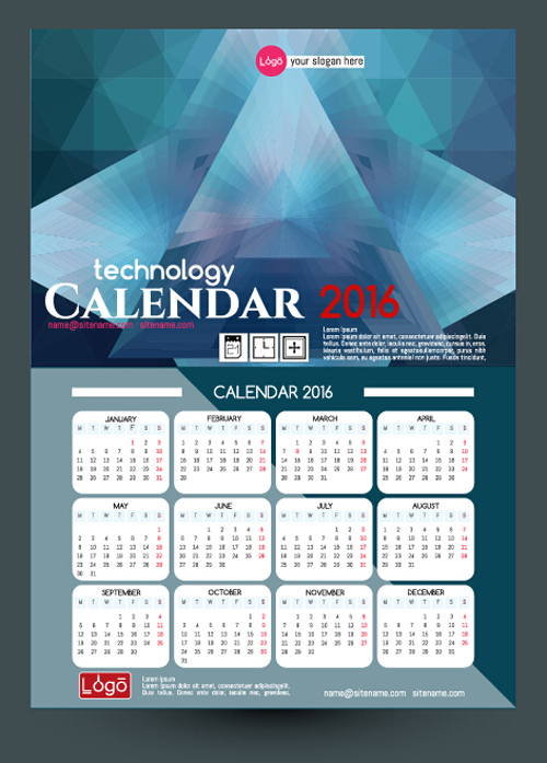 2016 technology calendar template vector 16  