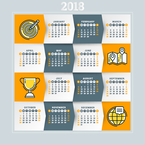 2018 Business Kalender Vorlage Vektoren 11  