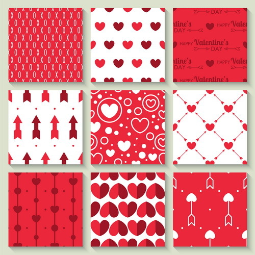 6 Kind valentine pattern seamless vector  