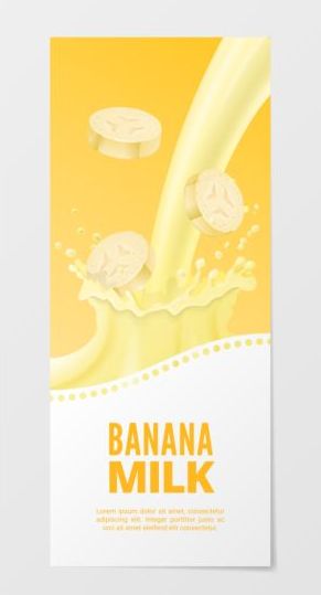 Banan mjölk banner vektor  