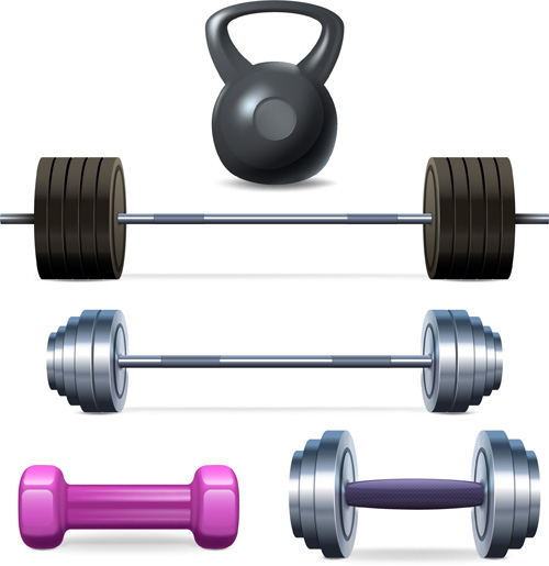Barbell with dumbbell illustration vector  