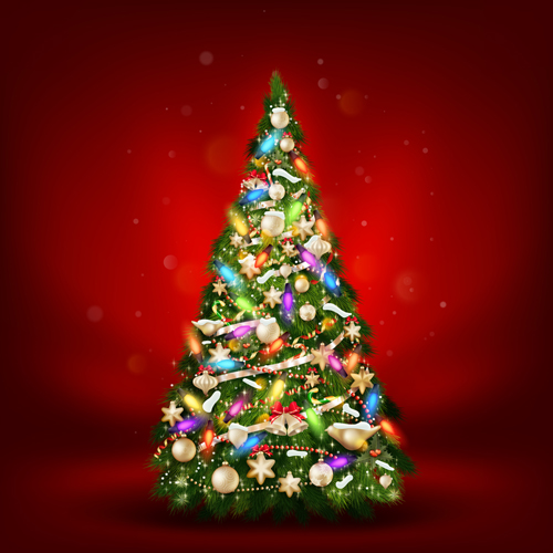 Beautiful Christmas tree 2015 background vector 01  