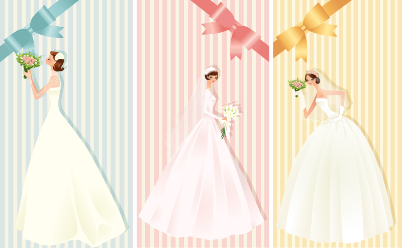 Beautiful bride with bow wedding card vector  