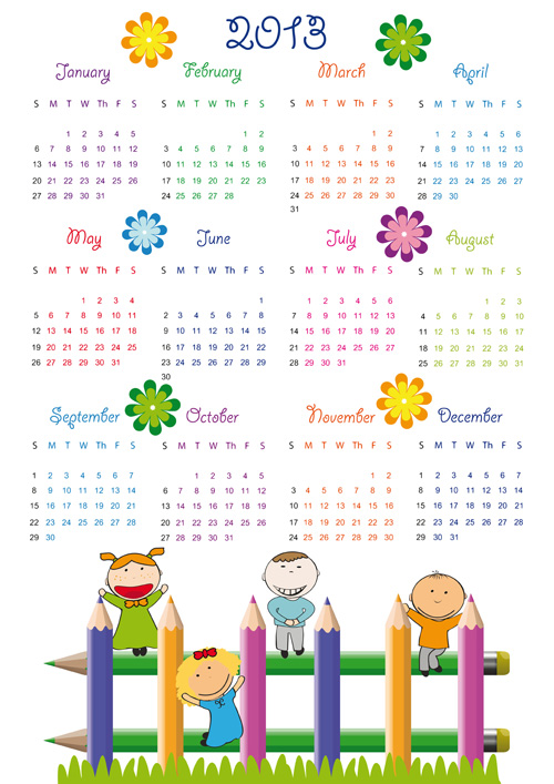 Elements of Calendar grid 2013 design vector set 05  