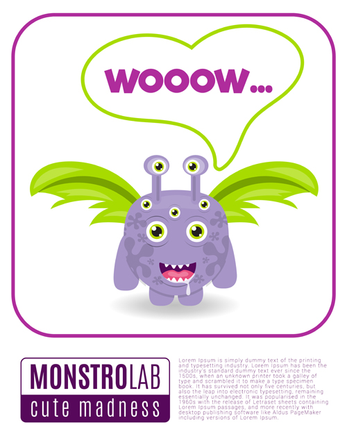 Cartoon madness monster with text box vector 03  