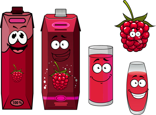 Cartoon style packaging with juice vector set 11  