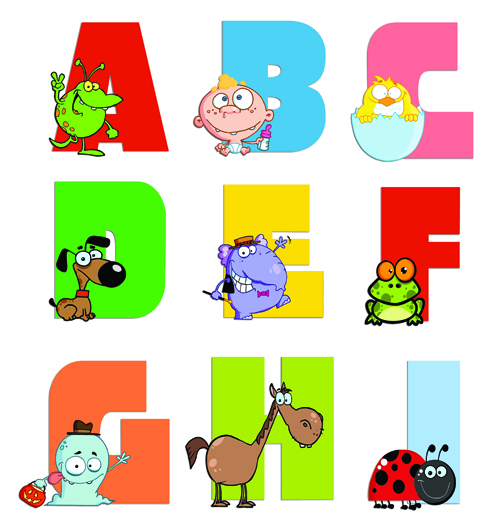 Funny Childrens alphabet vector set 03  