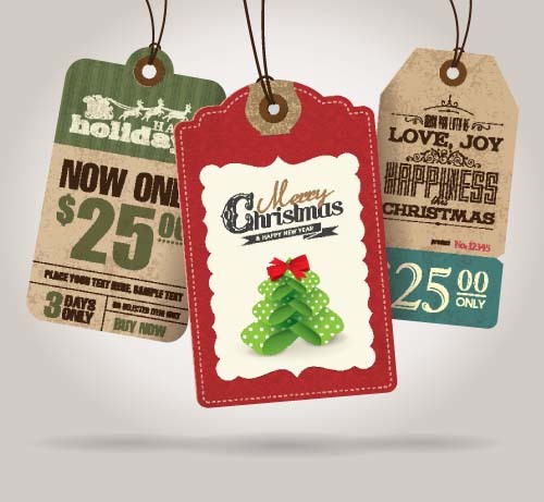 Christmas sale tag retro styles vector 01  