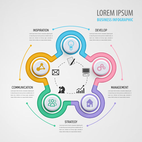 Circular business infographics creative vectors template 14  