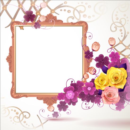 Classical frame with flower design 06  