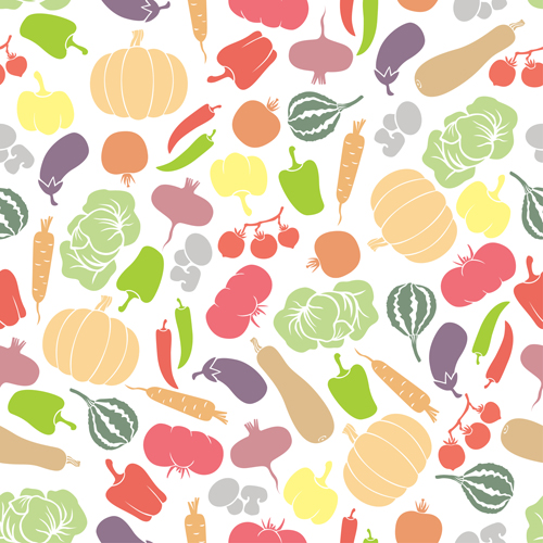 Colored vegetables seamless pattern vector 01  