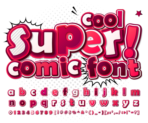 Comic styles fonts design set 10  
