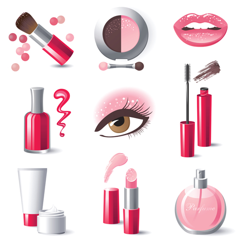 Creative cosmetics and makeup vector icons  