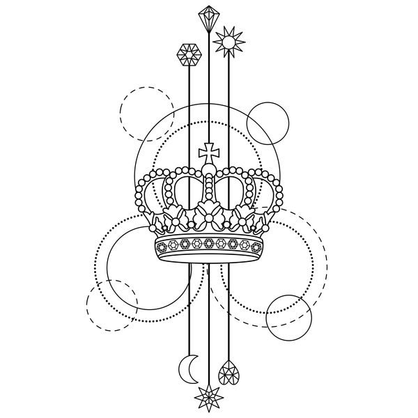 装飾的なイラストが付いている王冠  