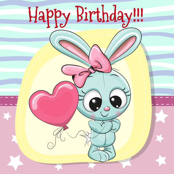 Cute happy birthday baby card vectors 07  