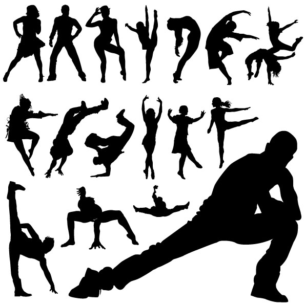 Different dance people silhouettes vector  