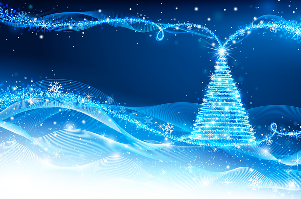 ブルー クリスマス背景を持つ夢のクリスマス ツリー 13 ベクトル  