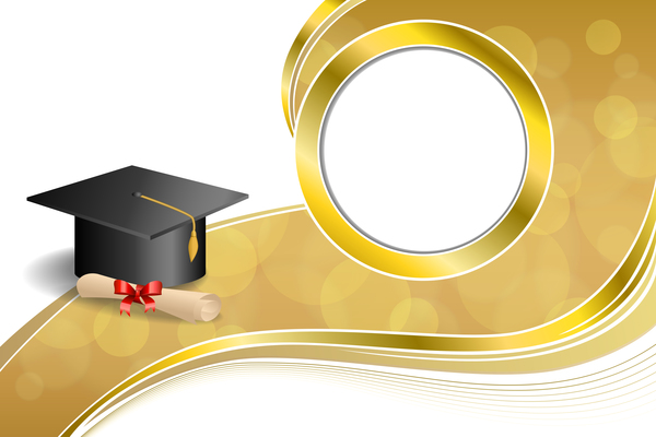 Education diploma with graduation cap and abstract background vector 03  