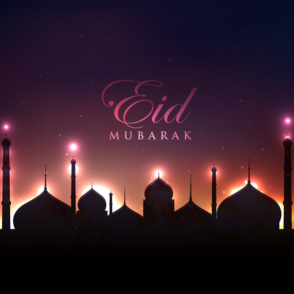 Vecteur de conception de fond de nuit Eid mubarak  