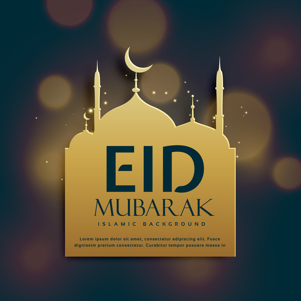 Eid mubarak with blurs background vector 01  