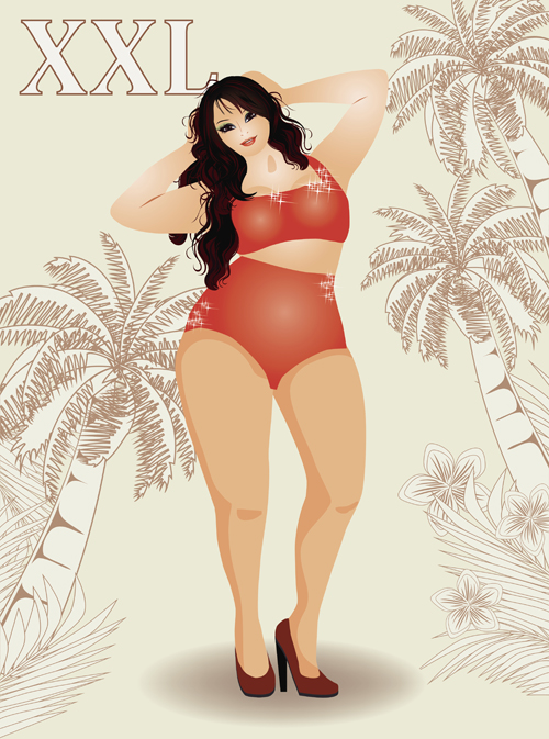 Fashion fat girl vector graphics 10  