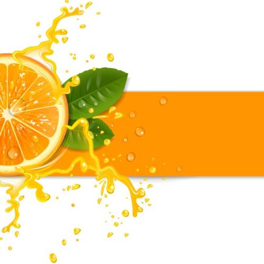 Fresh orange with juice background vector 01  